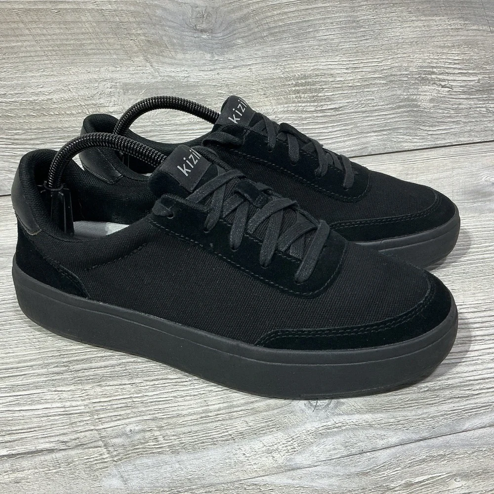 Kizik Prague Black Canvas Suede Hands-Free Sneakers Mens 8.5 Womens 10 US